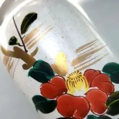 ☆夏特価格☆椿 手描き陶器花瓶　九谷焼　岳洋造　金彩のサムネイル