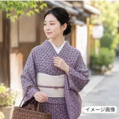 トールサイズ 裄67 身丈163☆化繊 単衣 小紋 透け感 夏着物 ポリ 未