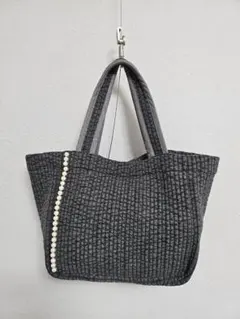 ヌビバッグ　チャコールグレー　 韓国ヌビ生地バッグ　トートバッグ