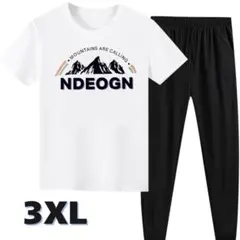 ４L　大きいサイズ　2点セット　3XL　メンズ　半袖　Tシャツ　パンツ　黒