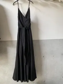 ブラックキャミワンピース ロング丈 ラップデザイン