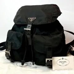 ◆美品◆PRADA リュック バックパック 三角ロゴ ナイロン レザー ブラック