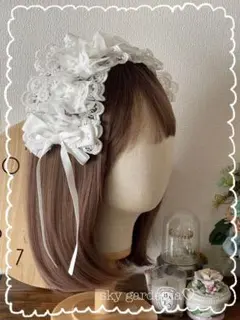 ♡オールホワイトフリルリボンローズヘッドドレス ロリータ量産型 ゴスロリ天使♡