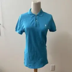 y2k ラルフローレン　半袖ポロシャツ　水色系　ポニー白　Mサイズ
