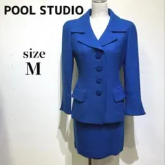 POOL STUDIO ブルー ミニスカートセットアップ　ウール混