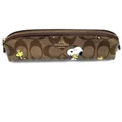 新品未使用】COACH Snoopy コラボ ペンケースブラウン(スヌーピー