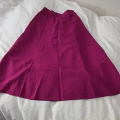 GU リネン混ピンク ロングフレアスカート 後ろゴム入り　XLサイズ