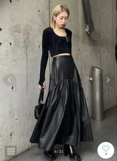 EMODA【WEB限定】フェイクレザーロングスカート（ブラック）