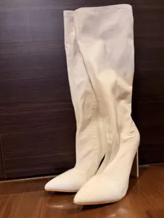 ホワイト ロングブーツ ポインテッドトゥのサムネイル