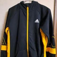 adidas ジップアップパーカー ブラック イエロー
