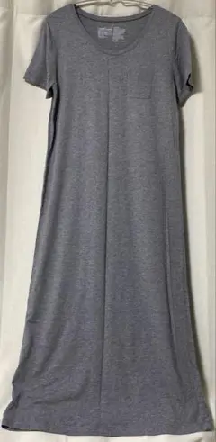 【未使用】無印　半袖ロングワンピース　グレー　Lサイズ