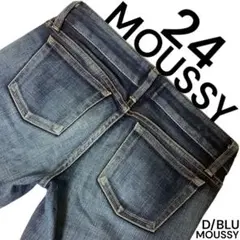 MOUSSY デニム 24inch ダークブルー ダメージジーンズ