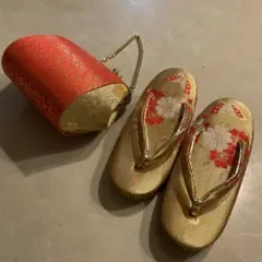 【美品】七五三　ゴールド×朱色　花柄　17.5㎝　5歳