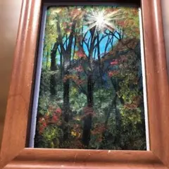 燃えゆる紅葉の季節。水彩画　絵手紙　原画　ハガキサイズ