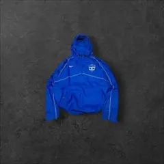 00s ナイキ ハーフジップ ナイロンジャケット L 青 ドローコード サッカー