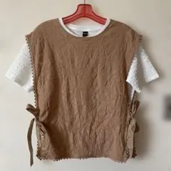 フェリシモ レースベスト 茶 レディース L シーンTシャツ ホワイトとセット