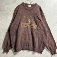 ヴィンテージ TRUSSARDI ロゴ刺繍 ニット L トラサルディ　古着のサムネイル