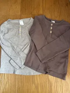 長袖ヘンリーネックTシャツ2枚セット