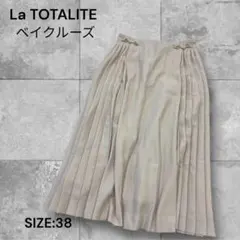 e1479☆La TOTALITE ベージュ プリーツスカート サイズ38のサムネイル