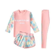 水着 女の子 セパレート長袖 ラッシュガード 3点セット キッズ