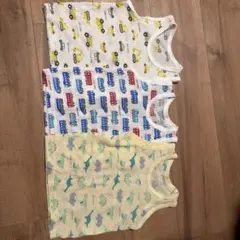 電車・恐竜 車プリント肌着3枚セット 80cm