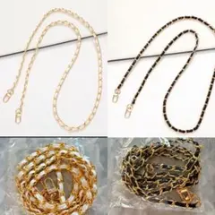 新品ゴールドチェーンストラップ2本セット黒×金/白×金