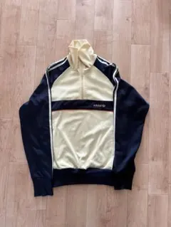 00s adidas ハーフジップジャージ クリーム/ネイビー