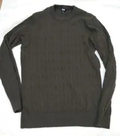 UNIQLO カシミヤケーブルニットセーター M オリーブグリーン