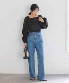 ノーブル ボリュームスリーブスクエアネックブラウス