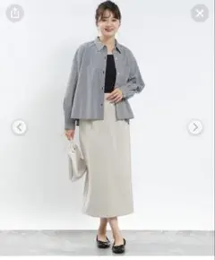 新品タグ付GLOBAL WORK ジョーゼットlラインスカート　白　M L