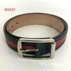 Gucci グッチ ベルト シェリーライン ネイビー レッド シルバー 本革