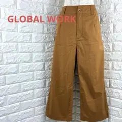 グローバルワーク　GLOBAL WORKブラウン ワイドパンツ ゴムウエストＳ