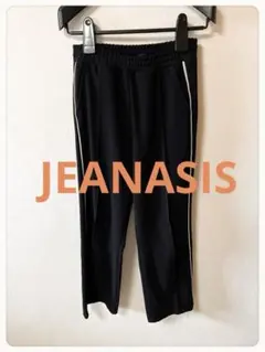 ☘️P1☘JEANASIS ブラック ジーナシス ジョーゼット ライン パンツ F
