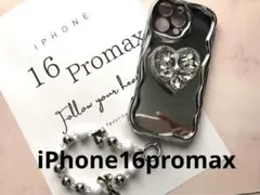iPhone16promaxキラキラストーンハートウェーブケース新品送料込み