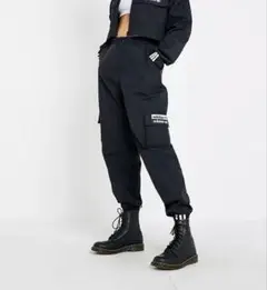 【adidas】アディダス　ポケット付き　カーゴパンツ　ブラック L