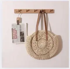カゴバック　丸型　サークル　ショルダーカゴバック カジュアル　夏　ベージュ