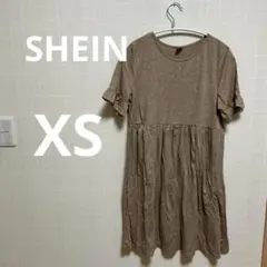 SHEIN 大人可愛い♡フレアスリーブ ミニワンピース モカ XS ストレッチ有