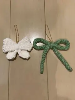 ハンドメイド　編み物　リボン2種