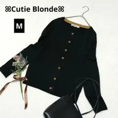 1743♡キューティーブロンド 長袖カーディガン【M】黒 おしゃれボタン 可愛い