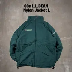 00s llbean ナイロンジャケット 企業ロゴ ドローコード L 刺繍