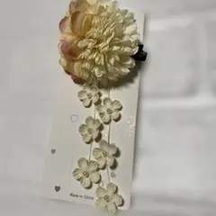 髪飾り 成人式 和装小物 クリーム色とピンク 未使用