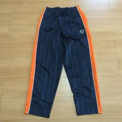 【669】 Nike トラックパンツ Sサイズ ネイビー/オレンジ ストライプ