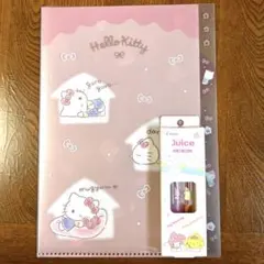 新品　サンリオ文房具セット　キティ A4インデックスファイル＆Juiceペン2本