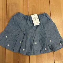 ★新品タグ付★petit mainデニムフリルスカート 90cm 花刺繍付き