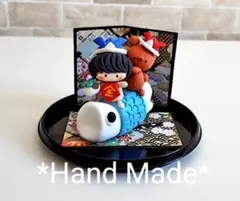 期間限定 *金太郎さんとくまさんの五月人形* マスコット ハンドメイド 粘土