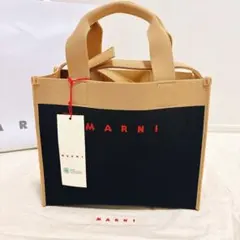 【未使用】MARNI マルニ　ジャカード スモールショッピングバッグ　黒　トート