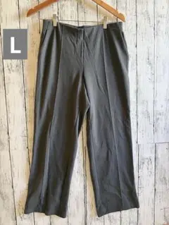 UNIQLO ポンチハイウエストストレートパンツ　L グレー　413721