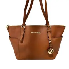 マイケルコース レザー ワンショルダーバッグ トートバッグ ロゴチャーム 茶