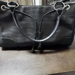 ブラック クロコダイル風 ハンドバッグ