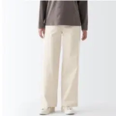 無印良品MUJI 縦横ストレッチチノパンツ(股下73cm)婦人L・生成のサムネイル